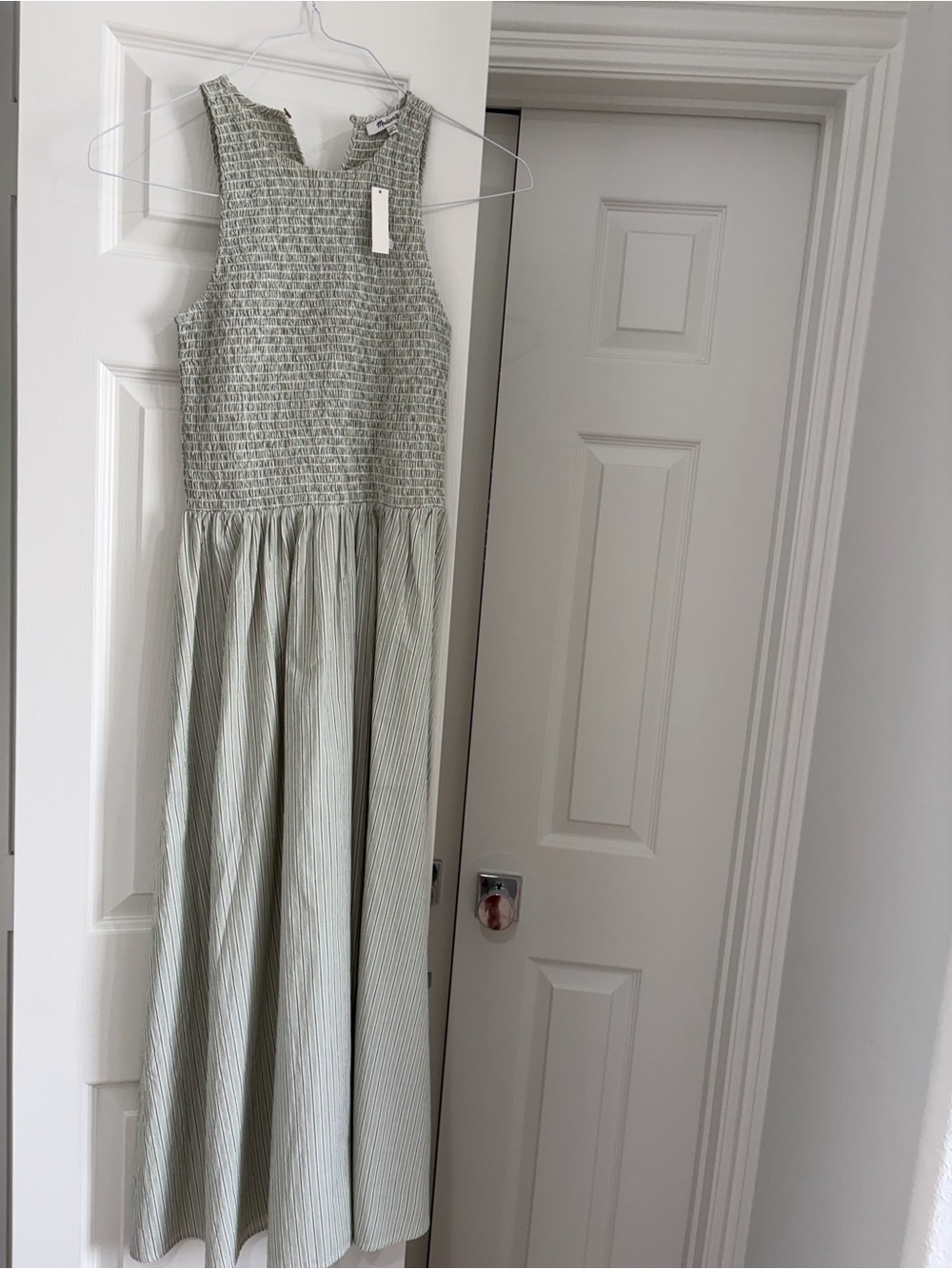 Madewell Girls' Light Sage Green Smocked Maxi Dress